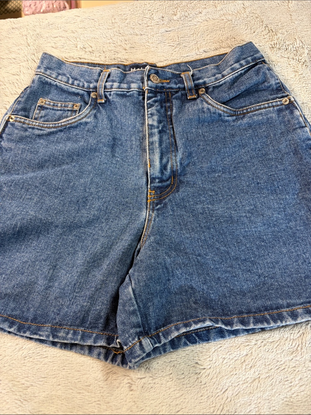 Y2k Halston high waisted jean shorts